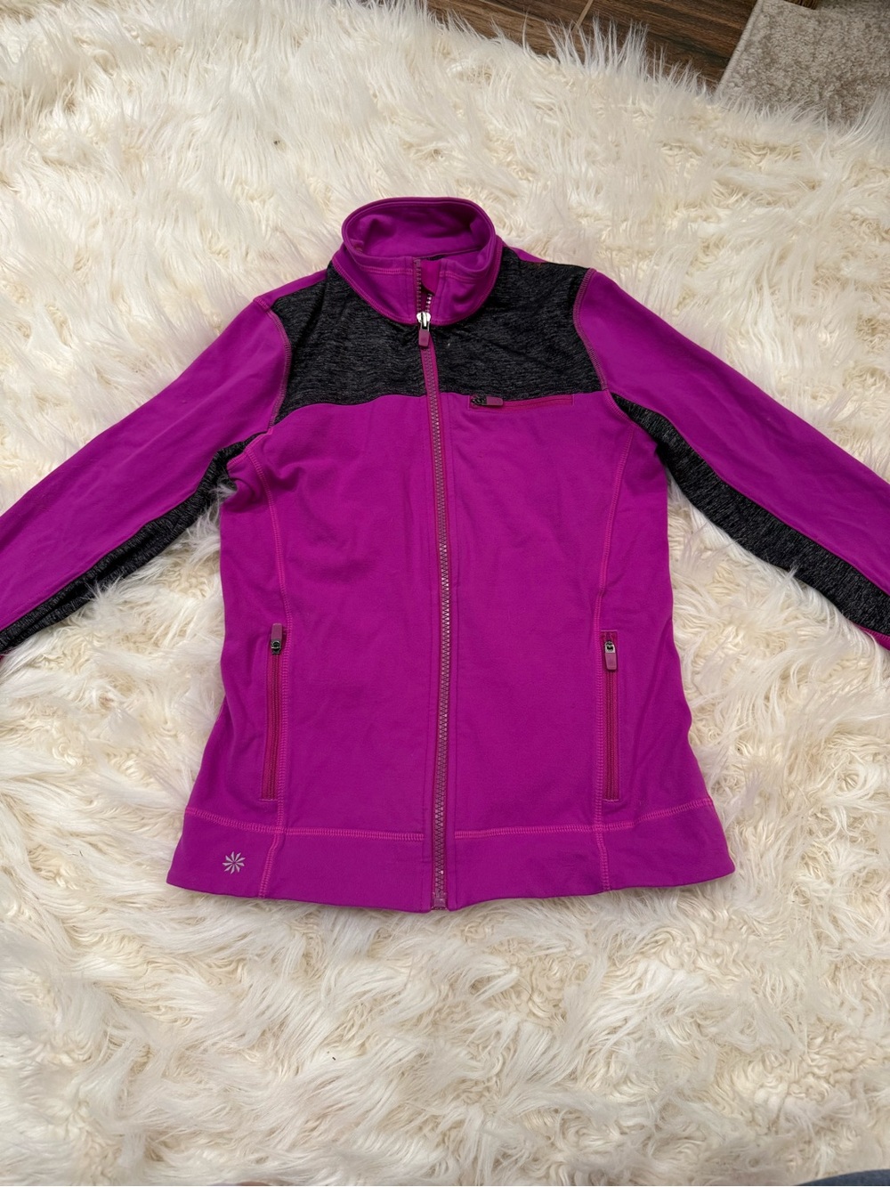 Athleta Girl Fuchsia Full-Zip Jacket with Dark Heather Panels